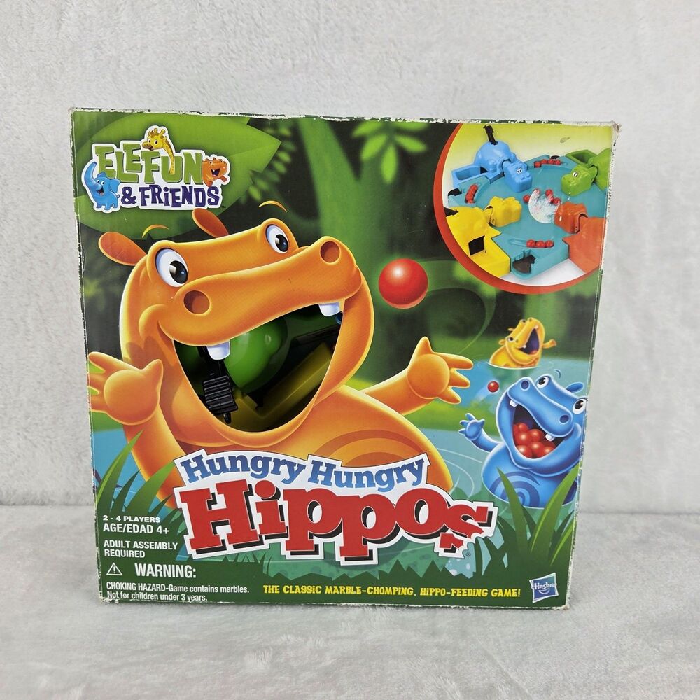 2012 Hungry Hungry Hippos Board Game Complete Hasbro Elefun & Friends